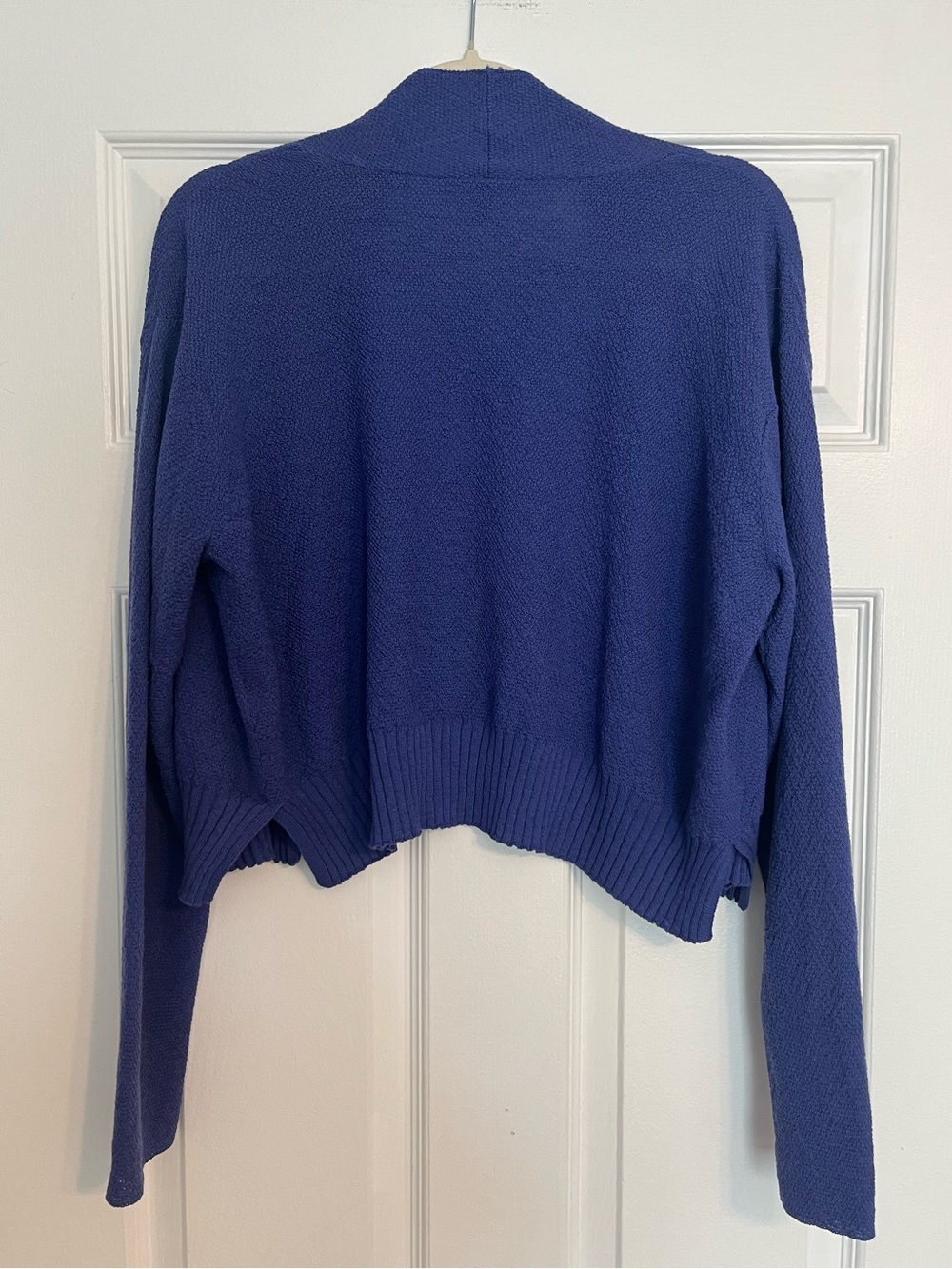 Eileen Fisher 100% Wool Open-Front Cropped Cardigan in Periwinkle Blue - Picture 2 of 8